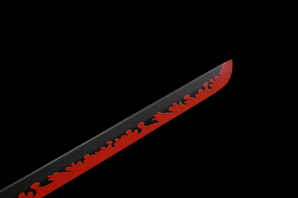 Demon Slayer - Kyojuro Rengoku Red Nichirin Display (Straight Blade) Katana Sword - Tophatter Daily Deals