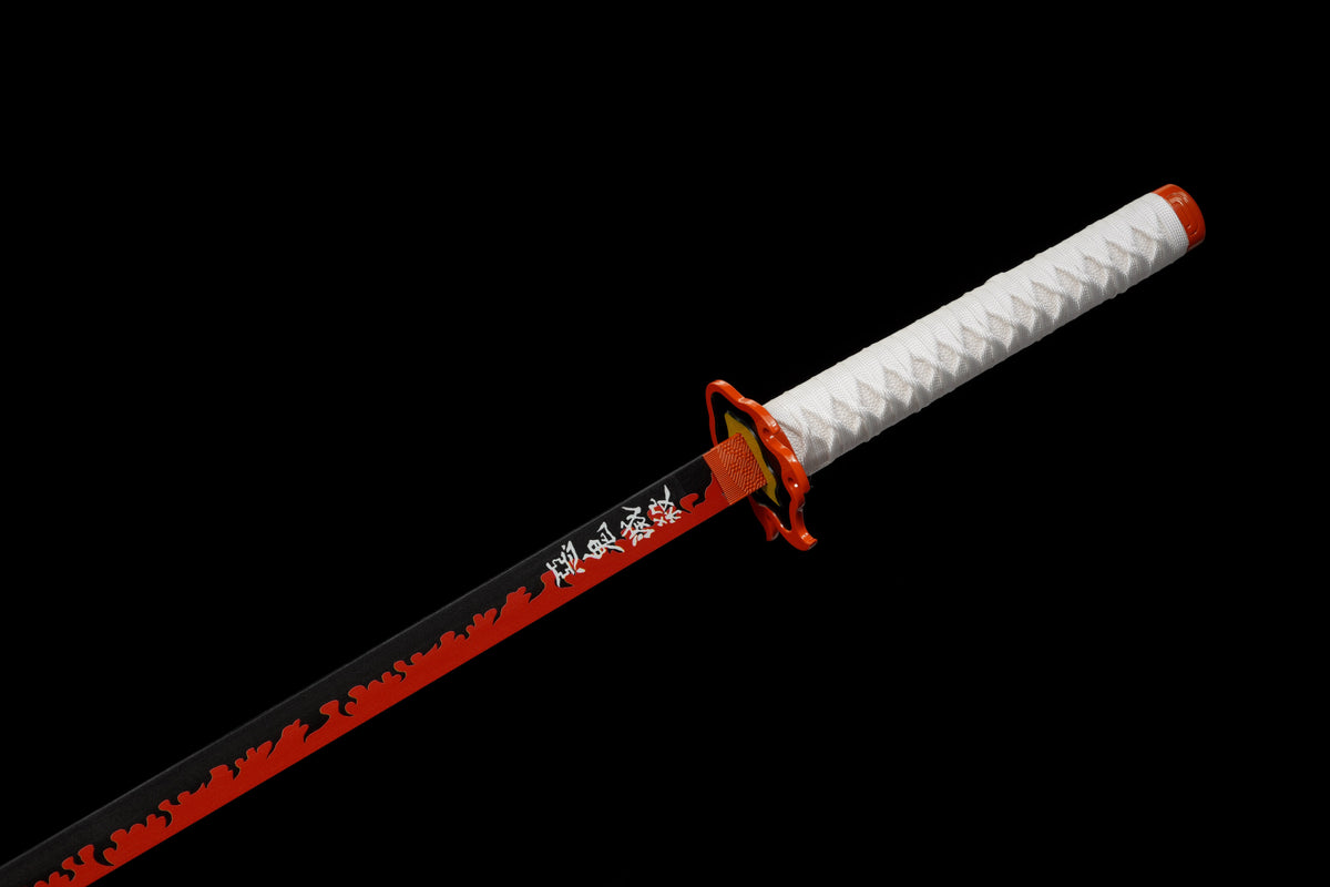 Demon Slayer - Kyojuro Rengoku Red Nichirin Display (Straight Blade) Katana Sword - Tophatter Daily Deals