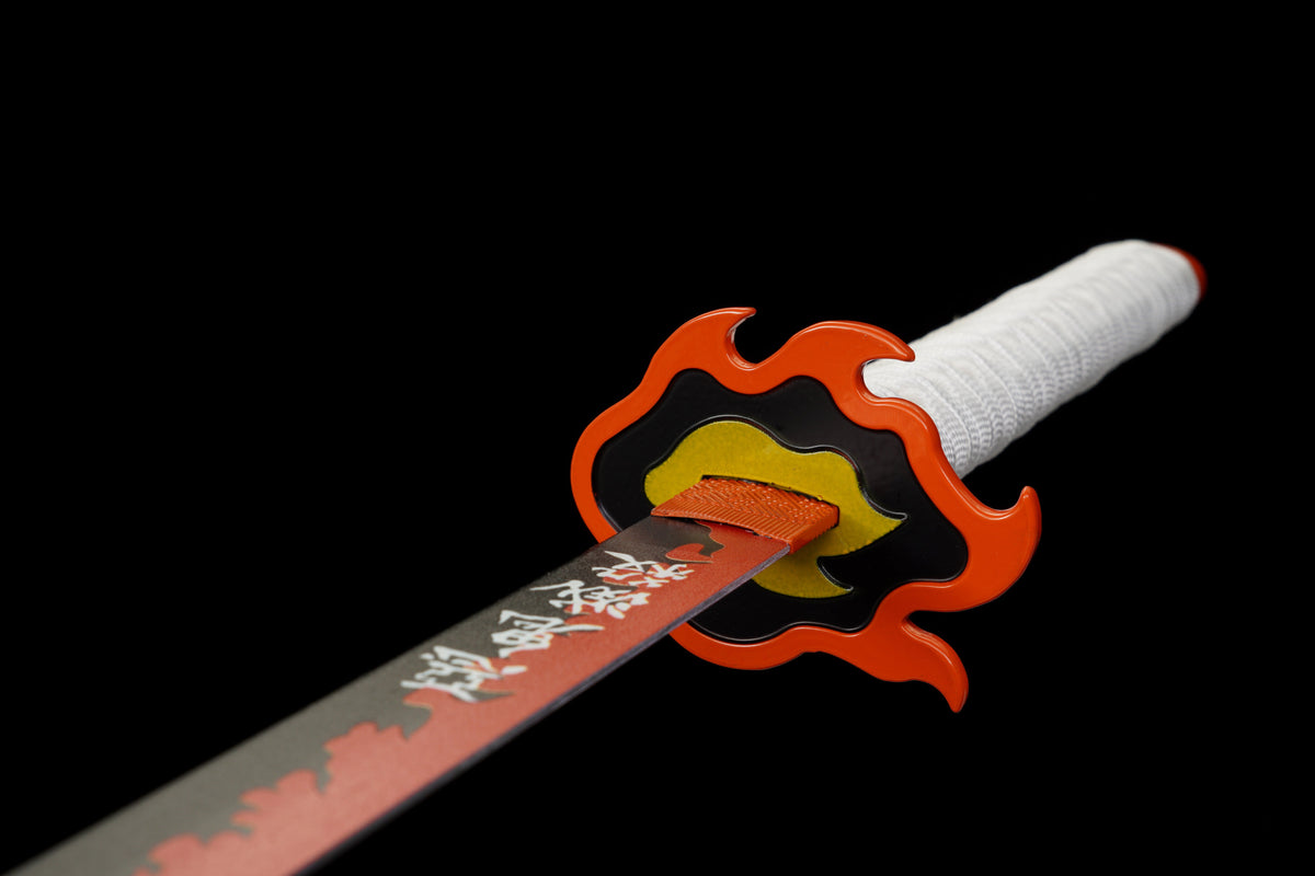 Demon Slayer - Kyojuro Rengoku Red Nichirin Display (Straight Blade) Katana Sword - Tophatter Daily Deals
