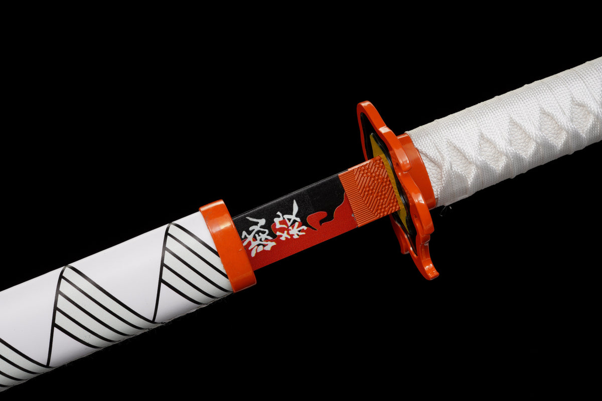 Demon Slayer - Kyojuro Rengoku Red Nichirin Display (Straight Blade) Katana Sword - Tophatter Daily Deals