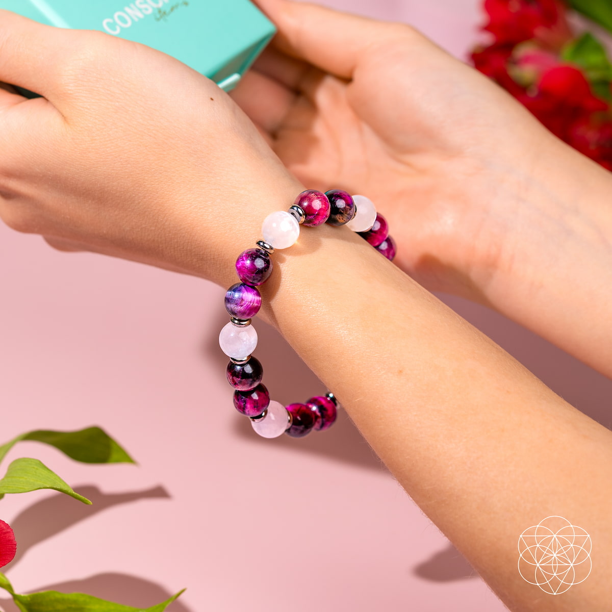 Shape Your Future – Pink Galaxy Tiger’s Eye Bracelet Bracelets - Tophatter Daily Deals