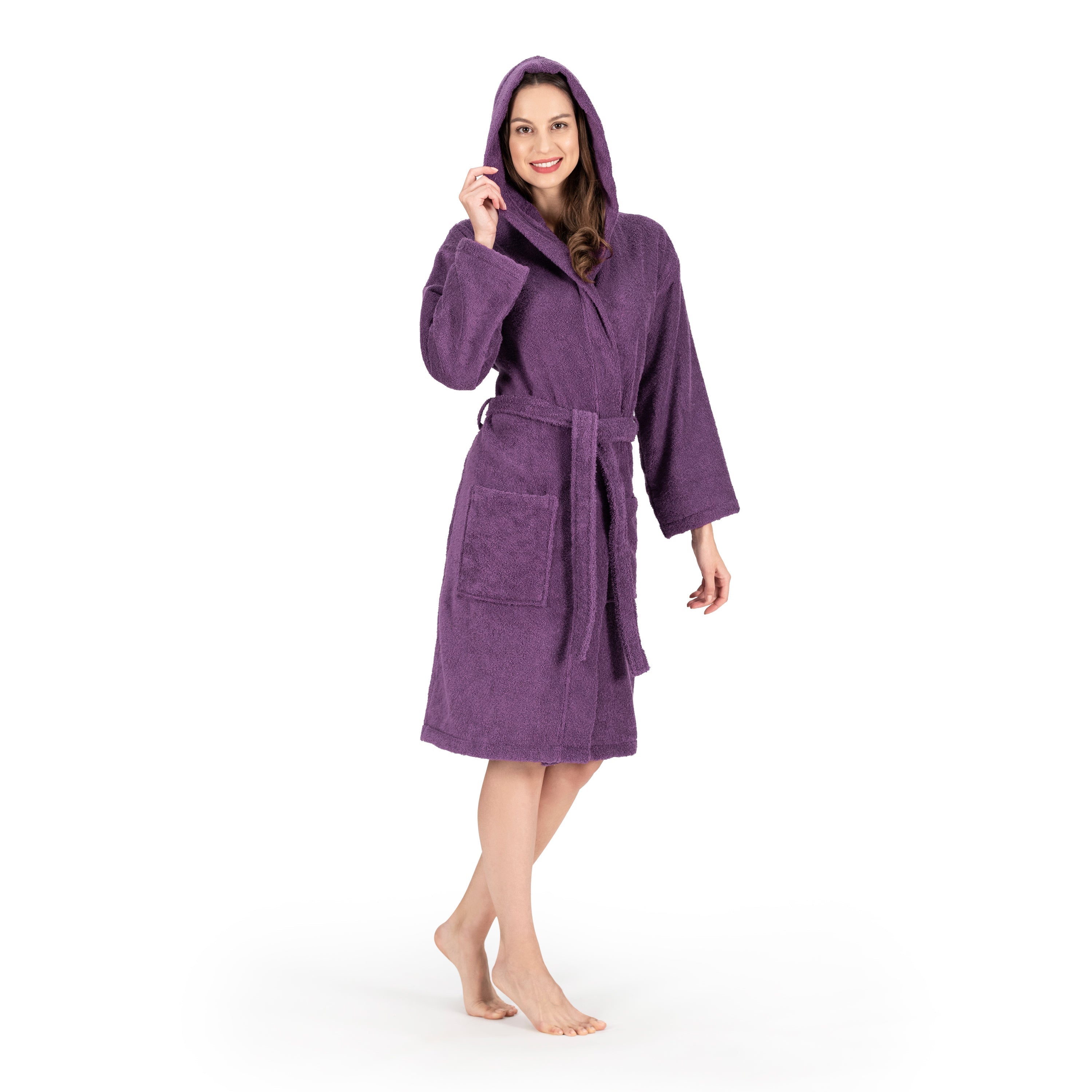 Nine West Hooded Terry Robe - 100% Turkish Cotton Robes - Tophatter Daily Deals