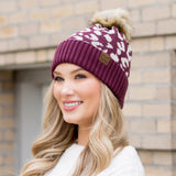 C.C® Natural Leopard Pom Beanie Hats - Tophatter Daily Deals