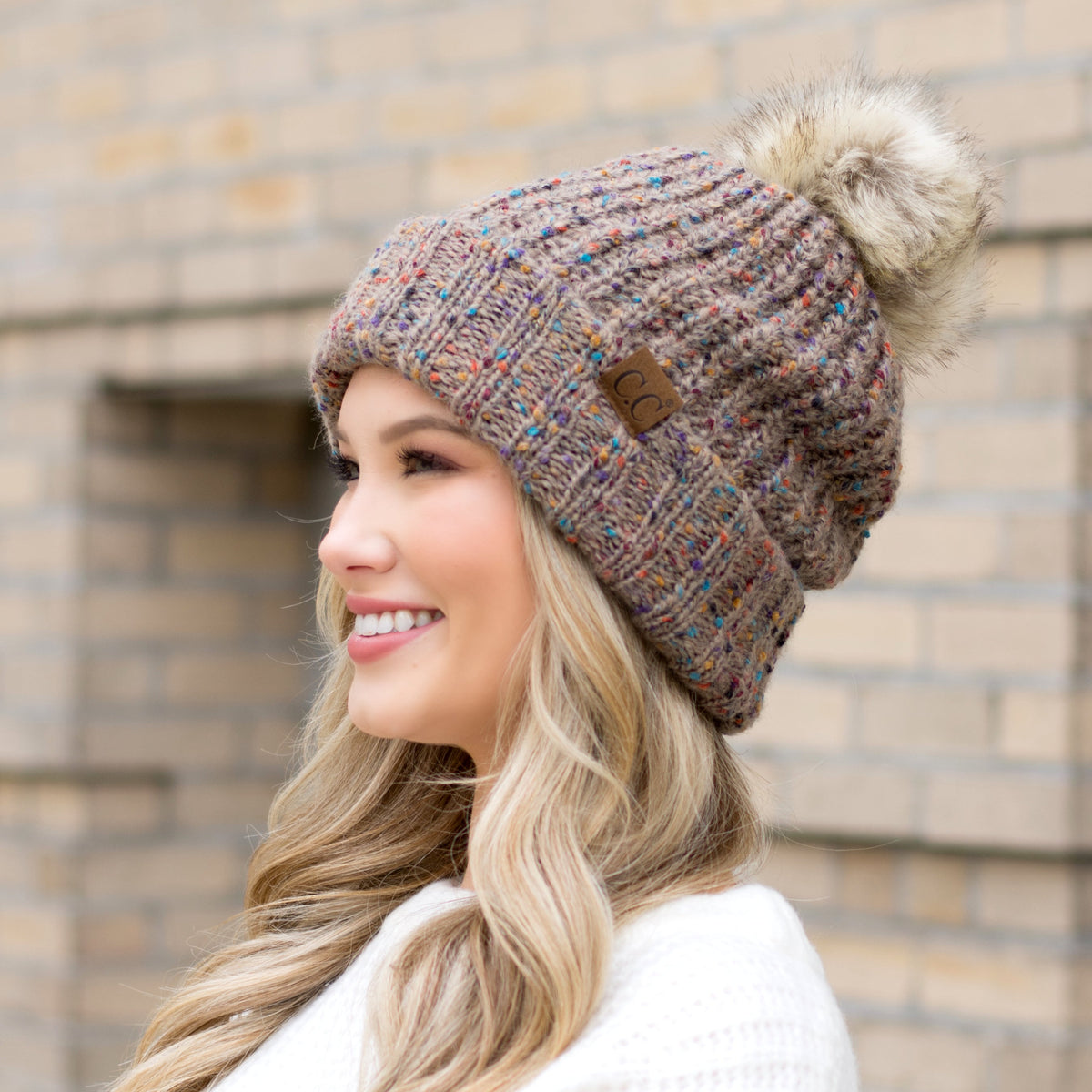 C.C® Confetti Pom Beanie Hats - Tophatter Daily Deals