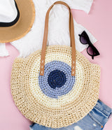 Straw Circle Tote Straw Blue Handbags & Wallets - Tophatter Daily Deals
