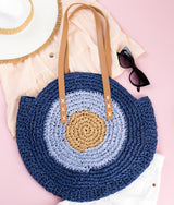 Straw Circle Tote Navy Handbags & Wallets - Tophatter Daily Deals