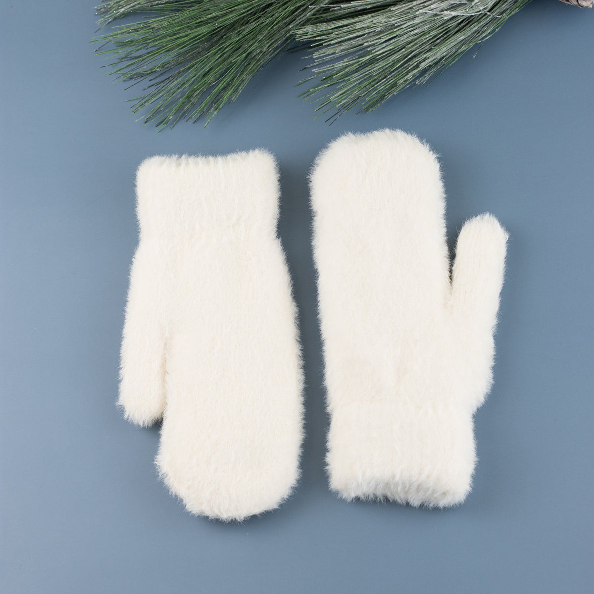 Plush Fur Lined Mittens White Gloves, Scarves & Earmuffs - Tophatter Daily Deals
