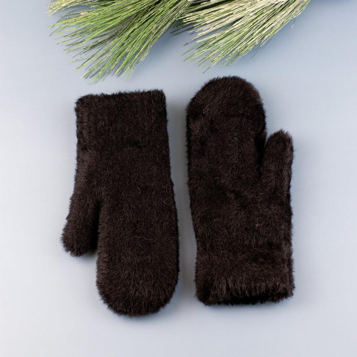 Plush Fur Lined Mittens Black Gloves, Scarves & Earmuffs - Tophatter Daily Deals