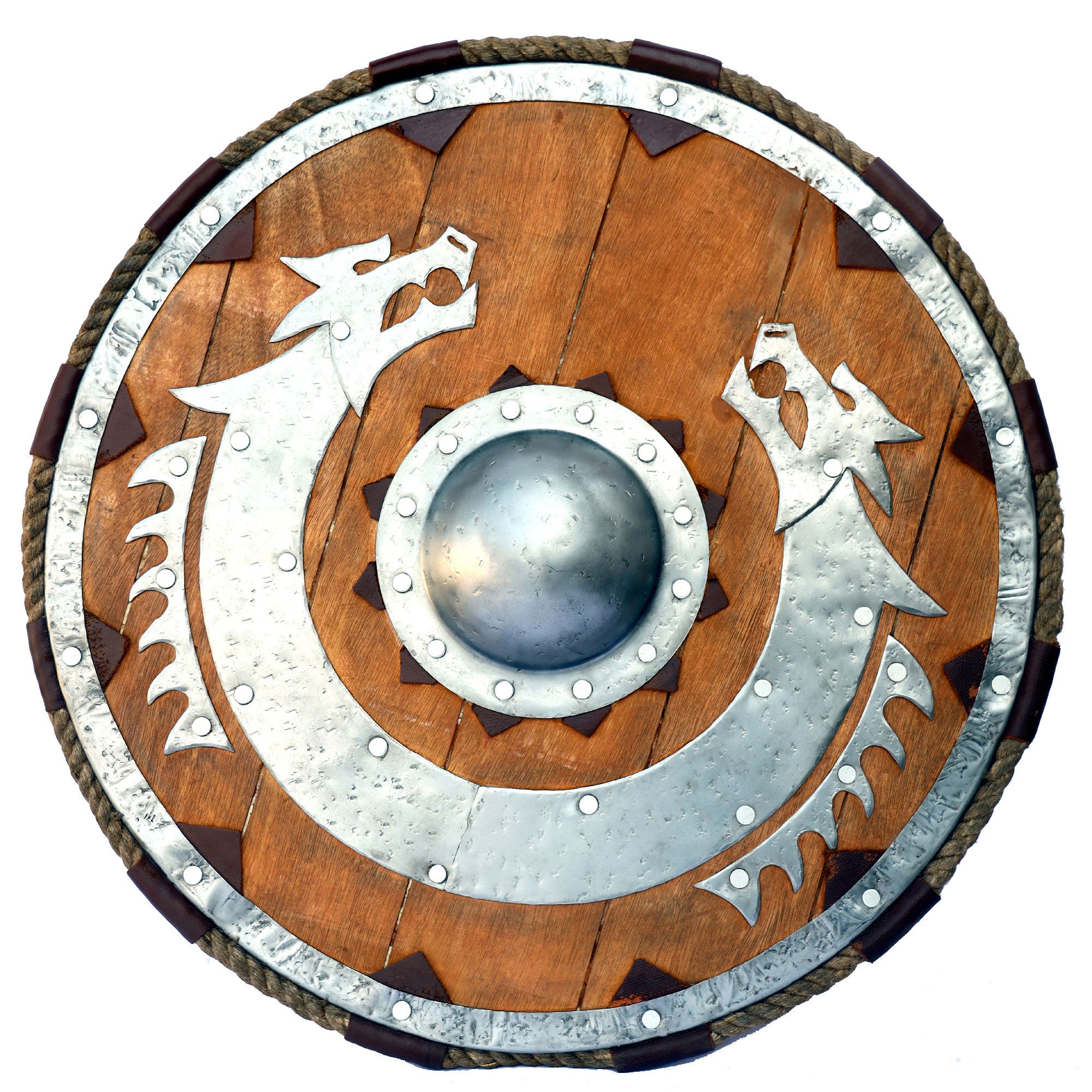 Medieval Viking Warrior Wooden Round Shield with Dragon Face - Tophatter's Guns'N'Weapons Store Collectible Weapons - Tophatter Daily Deals