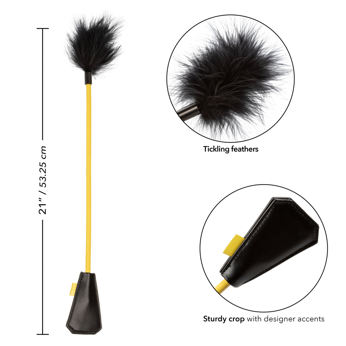 Boundless Feather Crop Black Faux Leather and Feather Tickler BDSM Dual Crop 15 Inch > Bondage Gear > Ticklers - Tophatter Daily Deals