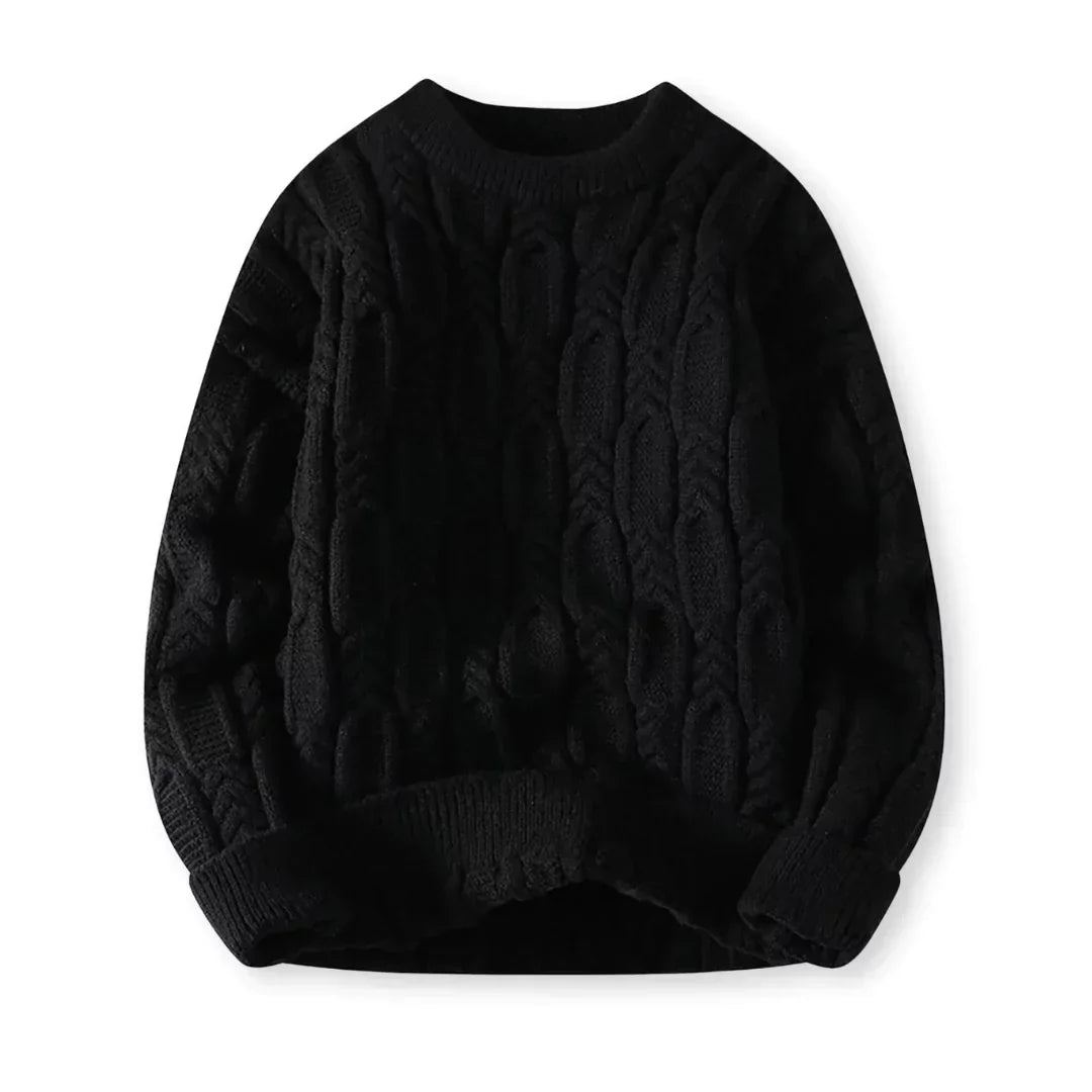 Warm Men’s Sweater - Cable Knit, Chunky, For Winter Black - Tophatter Daily Deals
