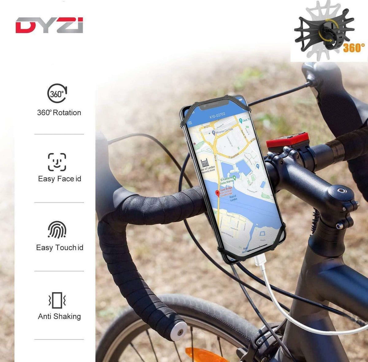 Waterproof Phone Mount for Bike - Bike Bycycle Waterproof 360° 4" to 6.5" Phone Holder Mount Detachable Cycling - Tophatter Daily Deals
