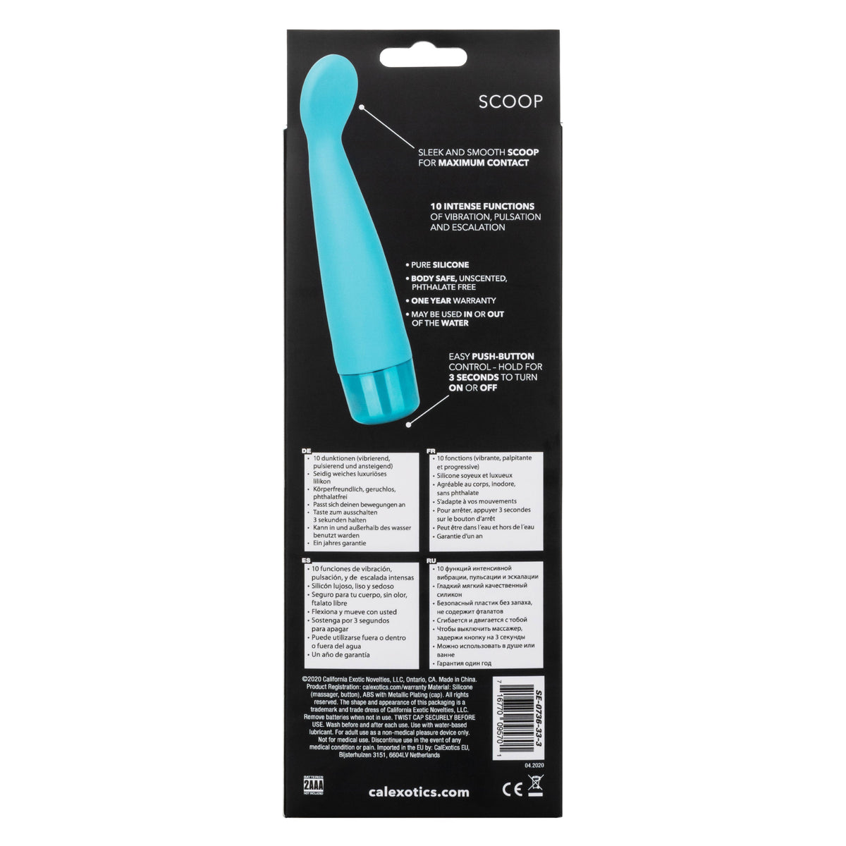 Eden Scoop Flexible Blue Silicone Massager with 10 Vibration Functions and Waterproof Design > Vibrators > Finger Vibrators - Tophatter Daily Deals