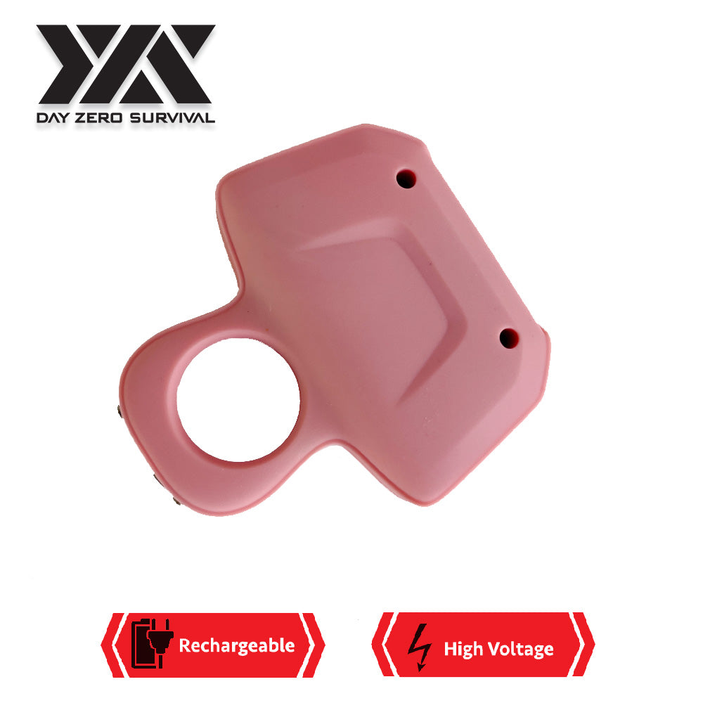 DZS Light Pink Ring Self Defense Knuckle Mini Stun Gun Rechargeable - TOPHATTER'S ARMORY DEALS Collectible Weapons - Tophatter Daily Deals