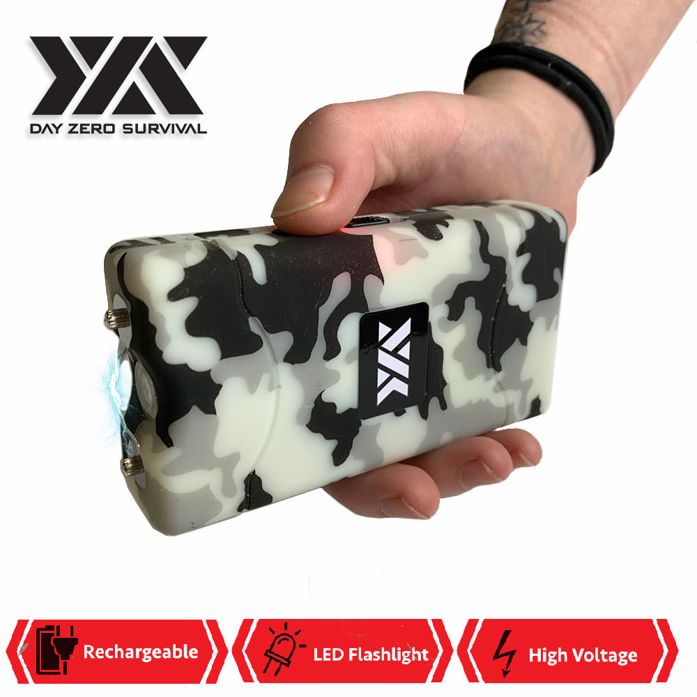 DZS 10 Million Volt Self Defense Snow Camo Stun Gun Rechargeable - Tophatter's Army Products & Self Defense Collectible Weapons - Tophatter Daily Deals