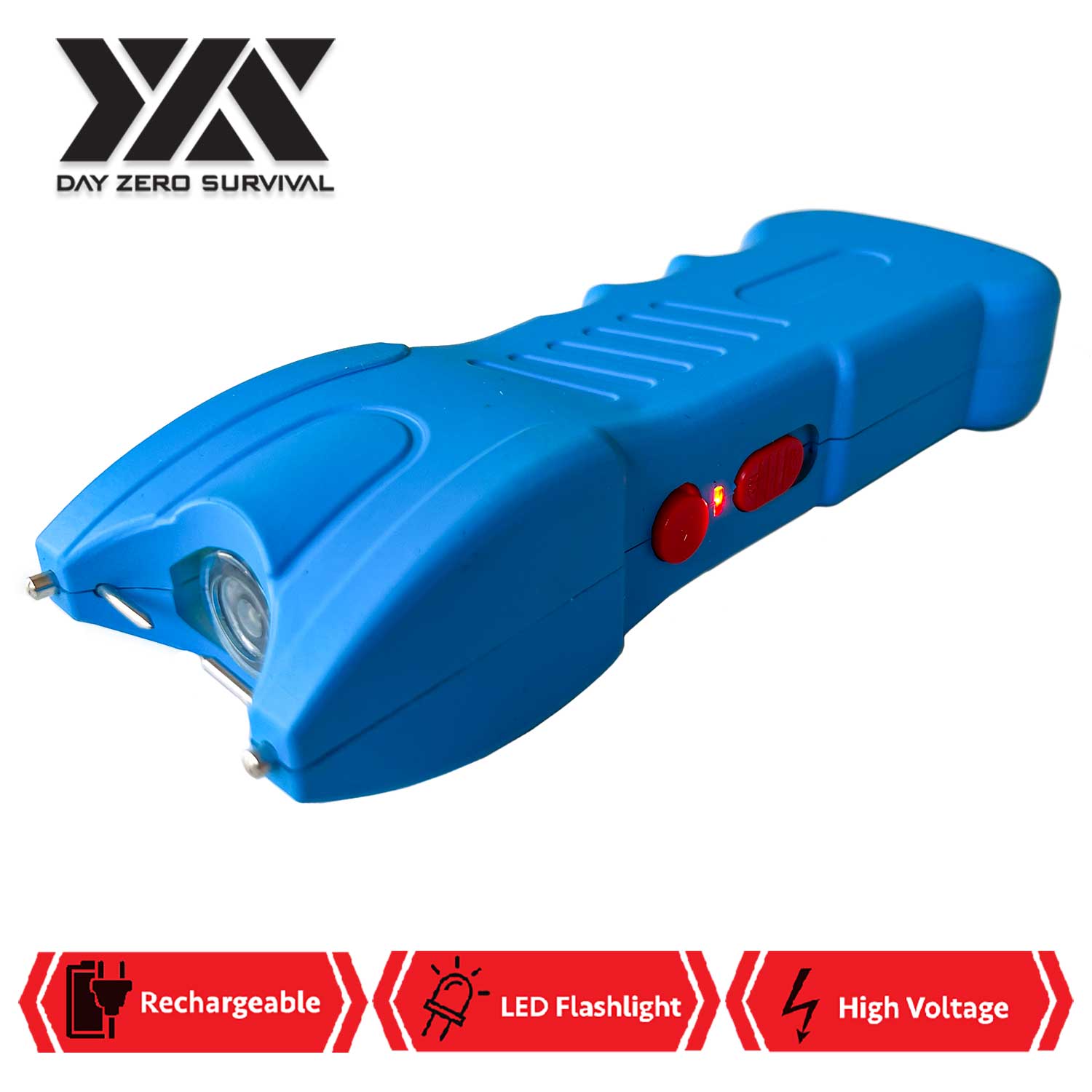 25 Million Volts Stun Gun Rechargeable with LED Flashlight Blue - TOPHATTER'S ARMORY DEALS Collectible Weapons - Tophatter Daily Deals