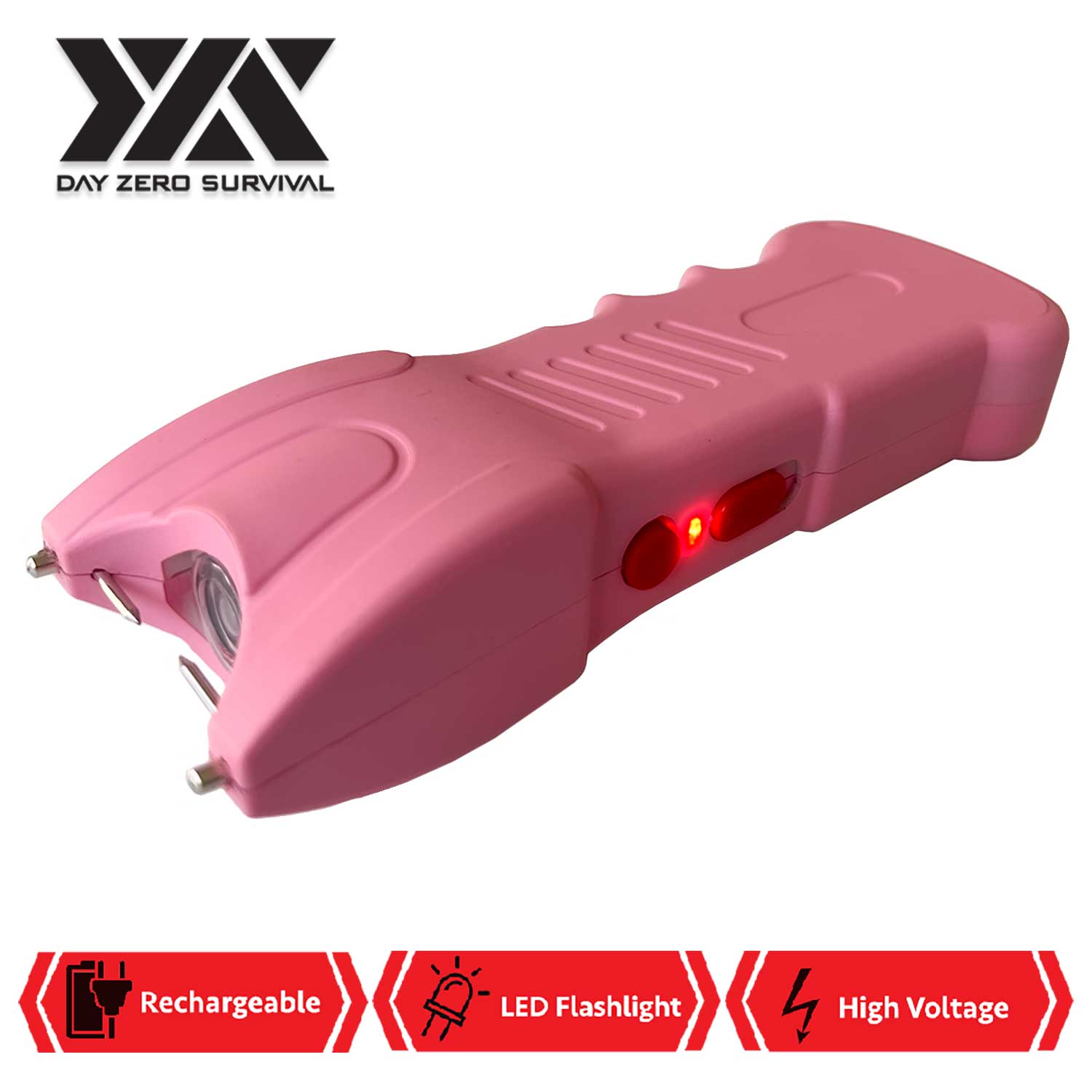 25 Million Volts Stun Gun Rechargeable with LED Flashlight Pink - Tophatter's Guns'N'Weapons Store Collectible Weapons - Tophatter Daily Deals