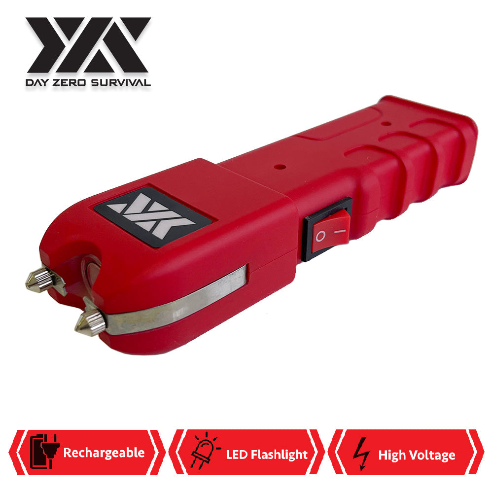 DZS Red Stun Gun Heavy Duty Rechargeable with LED Flashlight - Tophatter's Guns'N'Weapons Store Collectible Weapons - Tophatter Daily Deals