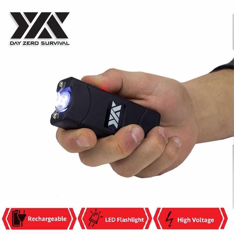 Black DZS Rechargeable Self Defense Ultra Mini Stun Gun With LED FlashLight Collectible Weapons - Tophatter Daily Deals