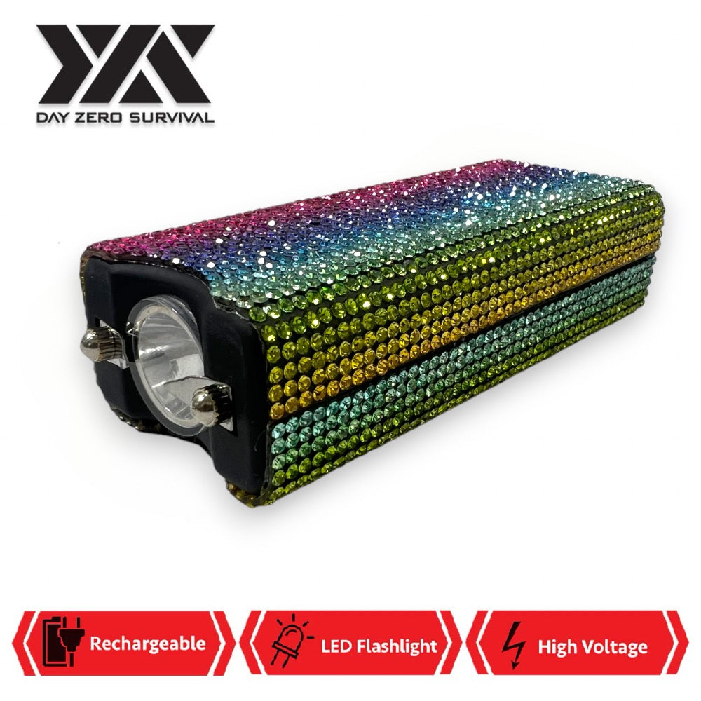 Pastel Columns Rhinestone DZS Rechargeable Self Defense Mini Bling Stun Gun - TOPHATTER'S ARMORY DEALS Collectible Weapons - Tophatter Daily Deals