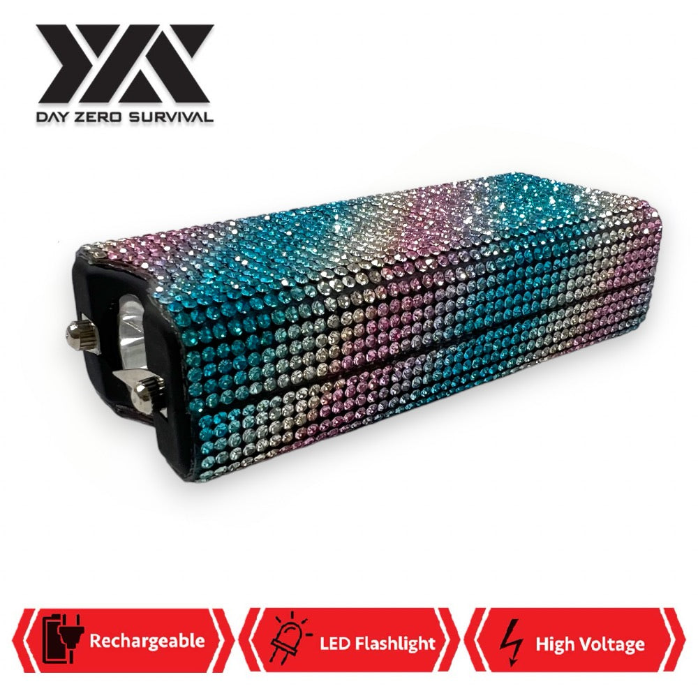 Pastel Lemonade Rhinestone DZS Rechargeable Self Defense Mini Bling Stun Gun Collectible Weapons - Tophatter Daily Deals