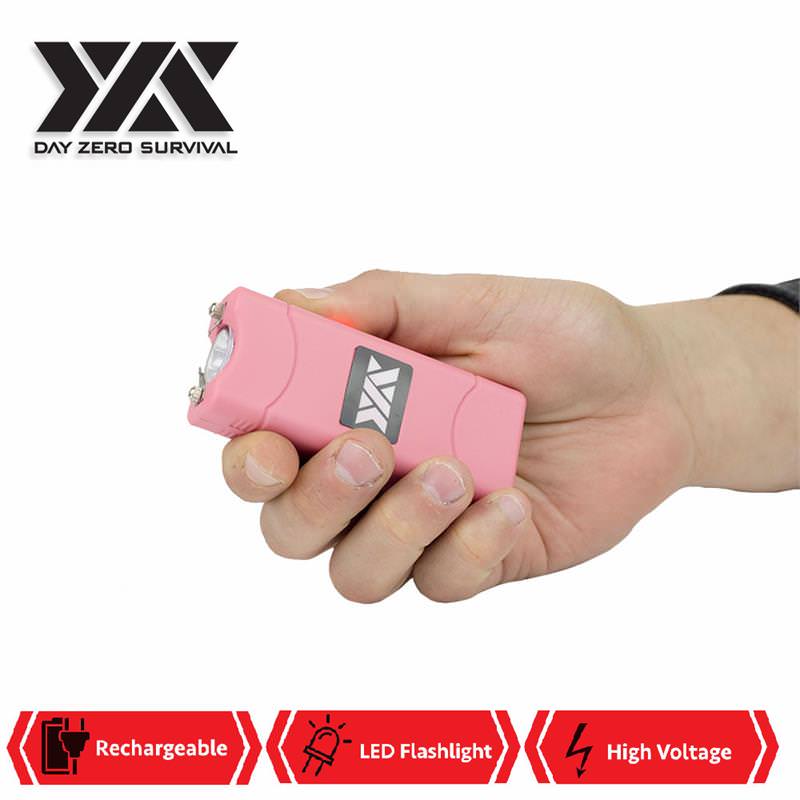 Pink DZS Rechargeable Self Defense Ultra Mini Stun Gun With LED FlashLight Collectible Weapons - Tophatter Daily Deals