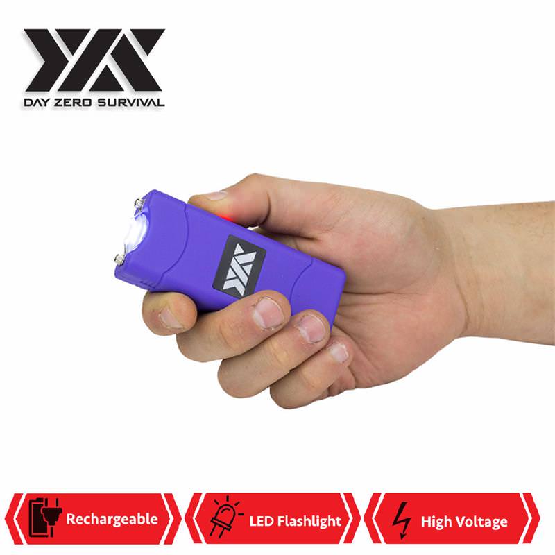 Purple DZS Rechargeable Self Defense Ultra Mini Stun Gun With LED FlashLight - Tophatter's Guns'N'Weapons Store Collectible Weapons - Tophatter Daily Deals