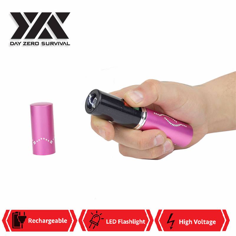 DZS Pink Rechargeable Lipstick 2.5 Million Volt Stun Gun With LED Light Collectible Weapons - Tophatter Daily Deals