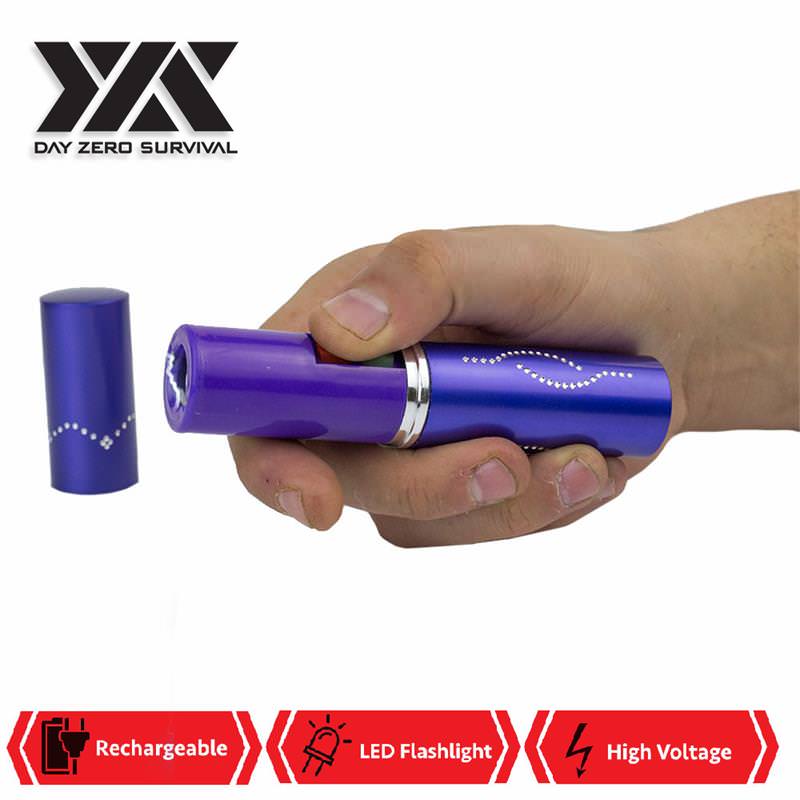 DZS Purple Rechargeable Lipstick 2.5 Million Volt Stun Gun With LED Light Collectible Weapons - Tophatter Daily Deals