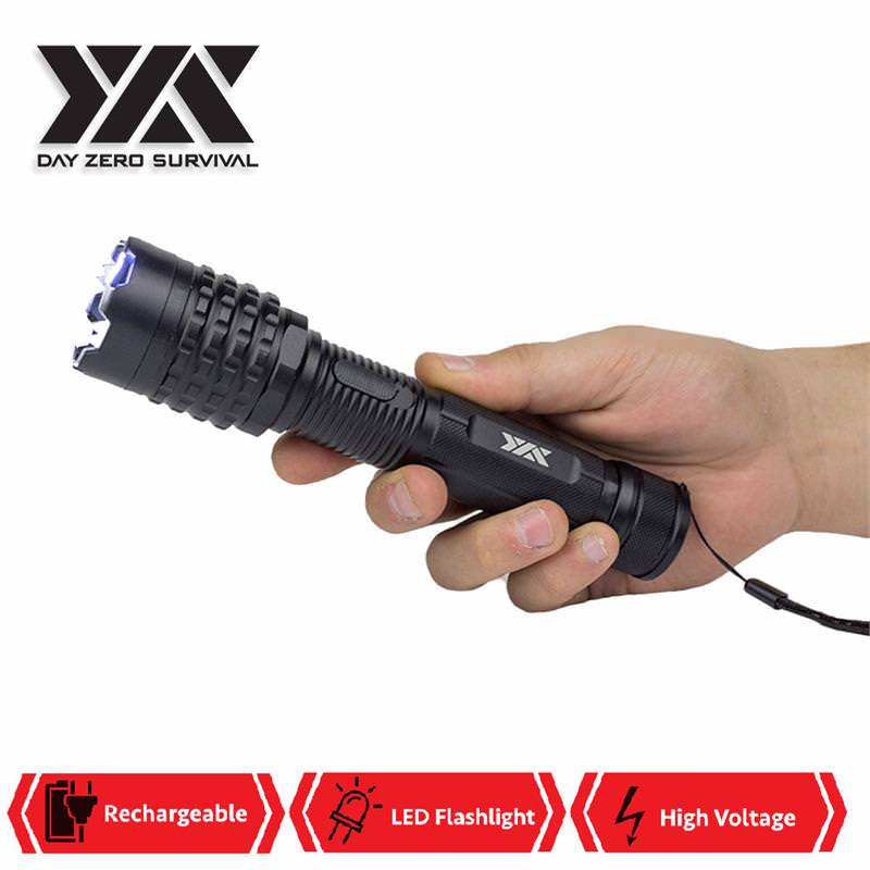 DZS Black Delta Stun Gun 10 Million Volt Rechargeable With LED Flashlight Collectible Weapons - Tophatter Daily Deals
