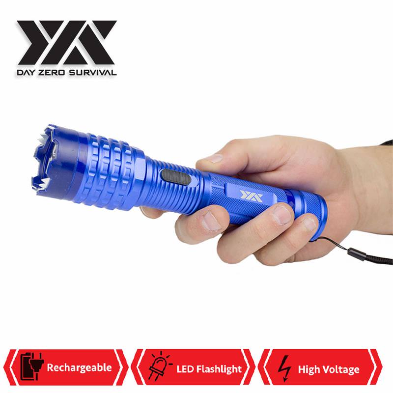 DZS Blue Delta Stun Gun 10 Million Volt Rechargeable With LED Flashlight Collectible Weapons - Tophatter Daily Deals