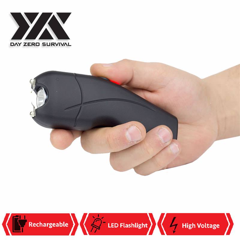 Black DZS Rechargeable Self Defense Stun Gun With Holster - TOPHATTER'S ARMORY DEALS Collectible Weapons - Tophatter Daily Deals