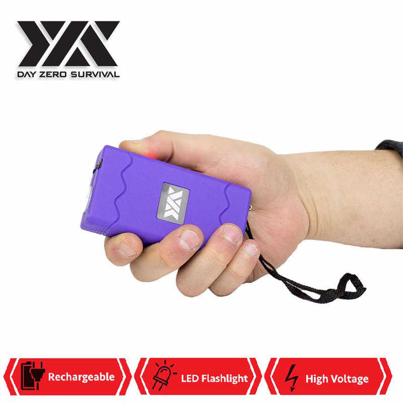 DZS Rechargeable Purple Stun Gun with Safety Disable Pin LED Flashlight - Tophatter's Guns'N'Weapons Store Collectible Weapons - Tophatter Daily Deals