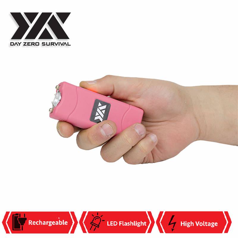 DZS Ultra Mini Pink Stun Gun Rechargeable With LED Light, Holster and KeyRing Collectible Weapons - Tophatter Daily Deals