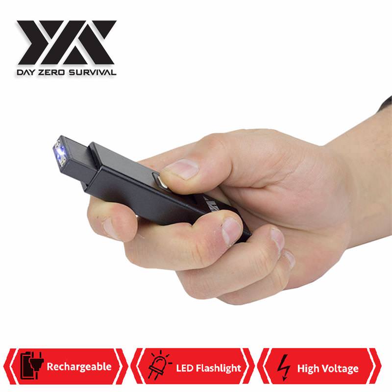 DZS Rechargeable Micro USB Self Defense Black Stun Gun With LED Light - Tophatter's Guns'N'Weapons Store Collectible Weapons - Tophatter Daily Deals