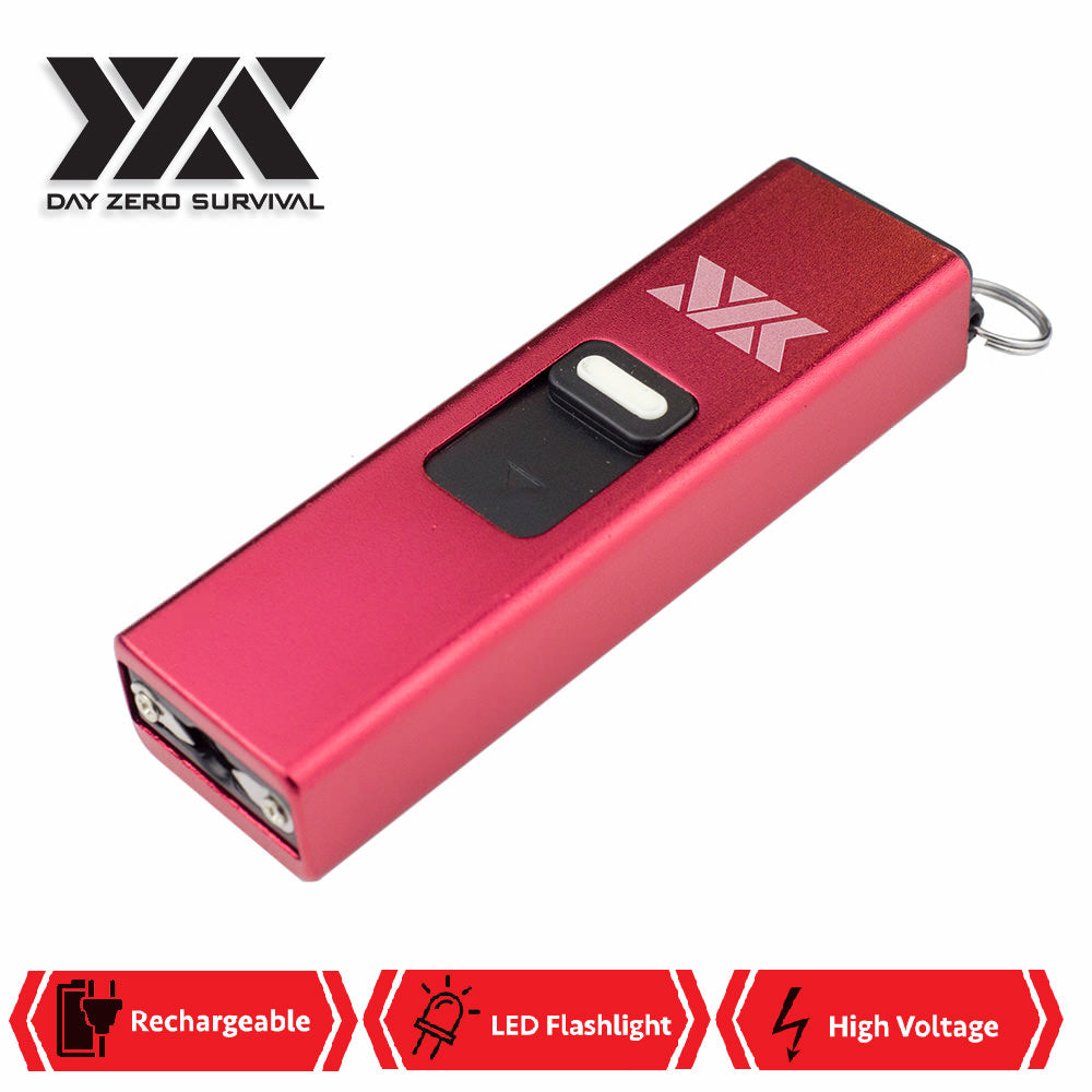DZS Rechargeable Micro USB Self Defense Red Stun Gun With LED Light - Tophatter's Guns'N'Weapons Store Collectible Weapons - Tophatter Daily Deals