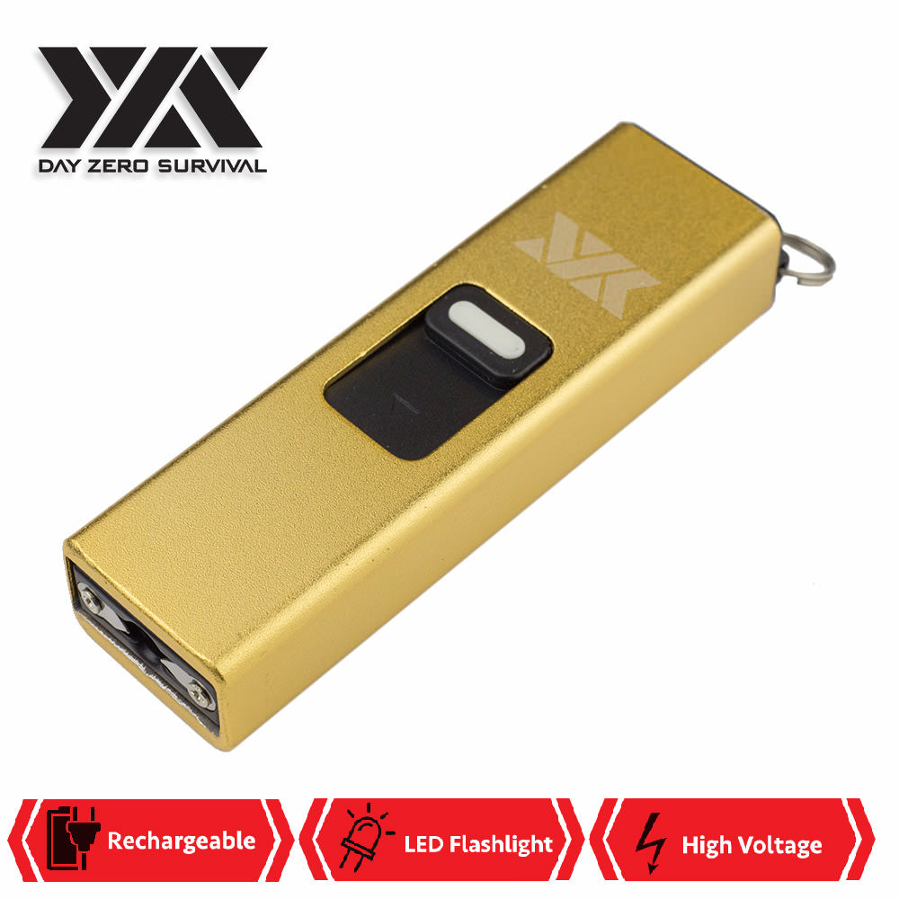 DZS Rechargeable Micro USB Self Defense Stun Gun With LED Light Collectible Weapons - Tophatter Daily Deals