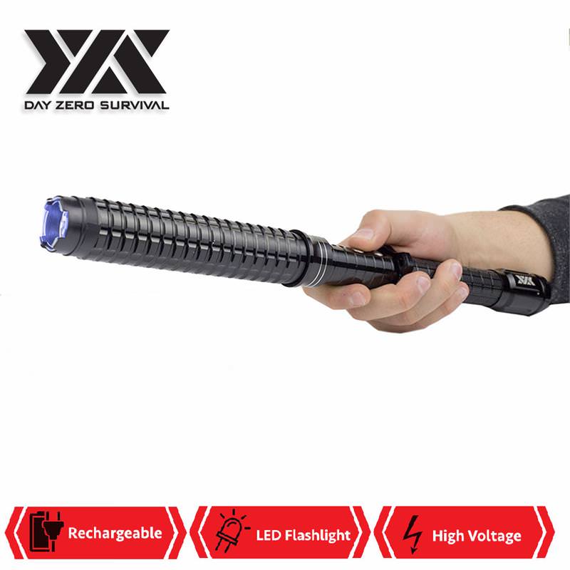 DZS LED Tactical Flash Light Stun Gun Expandable Baton 16.5
