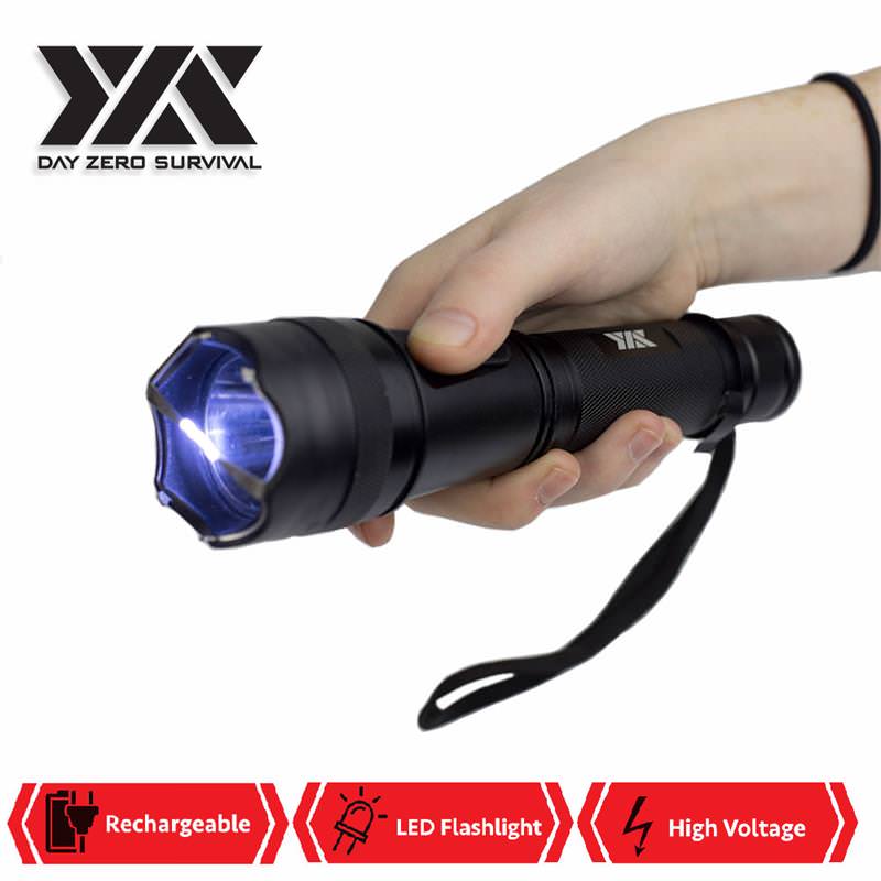 DZS Powerful Flash Light Rechargeable Stun Gun For Self Defense - TOPHATTER'S ARMORY DEALS Collectible Weapons - Tophatter Daily Deals