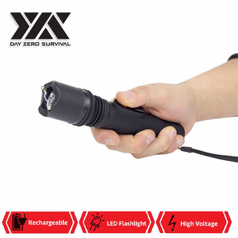DZS Powerful 10 Million Volt LED Flashlight Stun Gun Rechargeable - Tophatter's Guns'N'Weapons Store Collectible Weapons - Tophatter Daily Deals