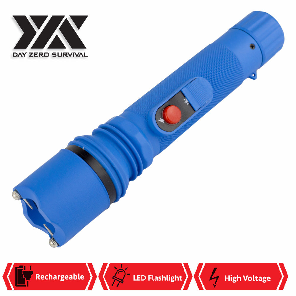 DZS Powerful 10 Million Volt LED Flashlight Stun Gun Rechargeable Blue Collectible Weapons - Tophatter Daily Deals