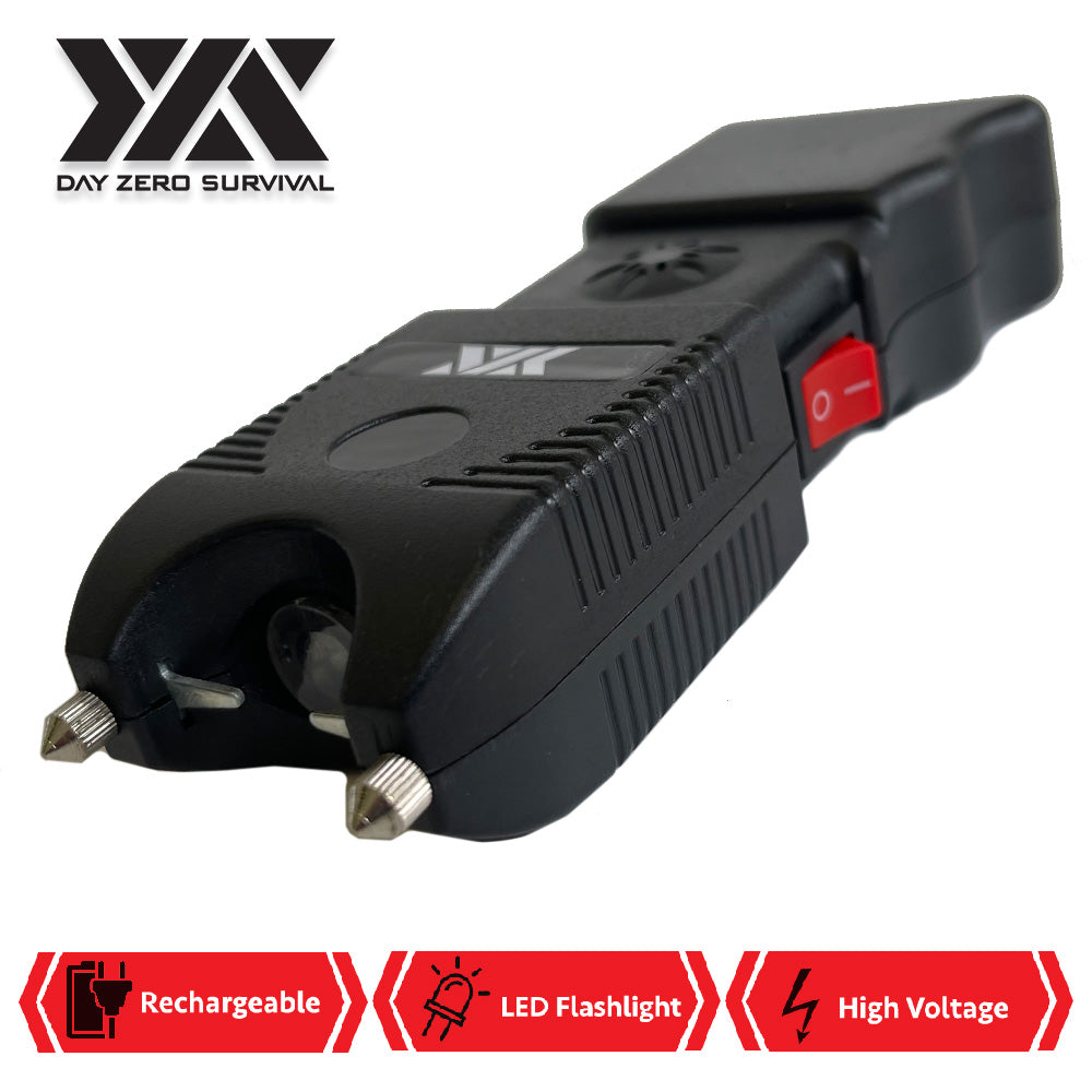 DZS Stun Gun Heavy Duty Rechargeable with Siren Alarm LED Flashlight - Tophatter's Army Products & Self Defense Collectible Weapons - Tophatter Daily Deals