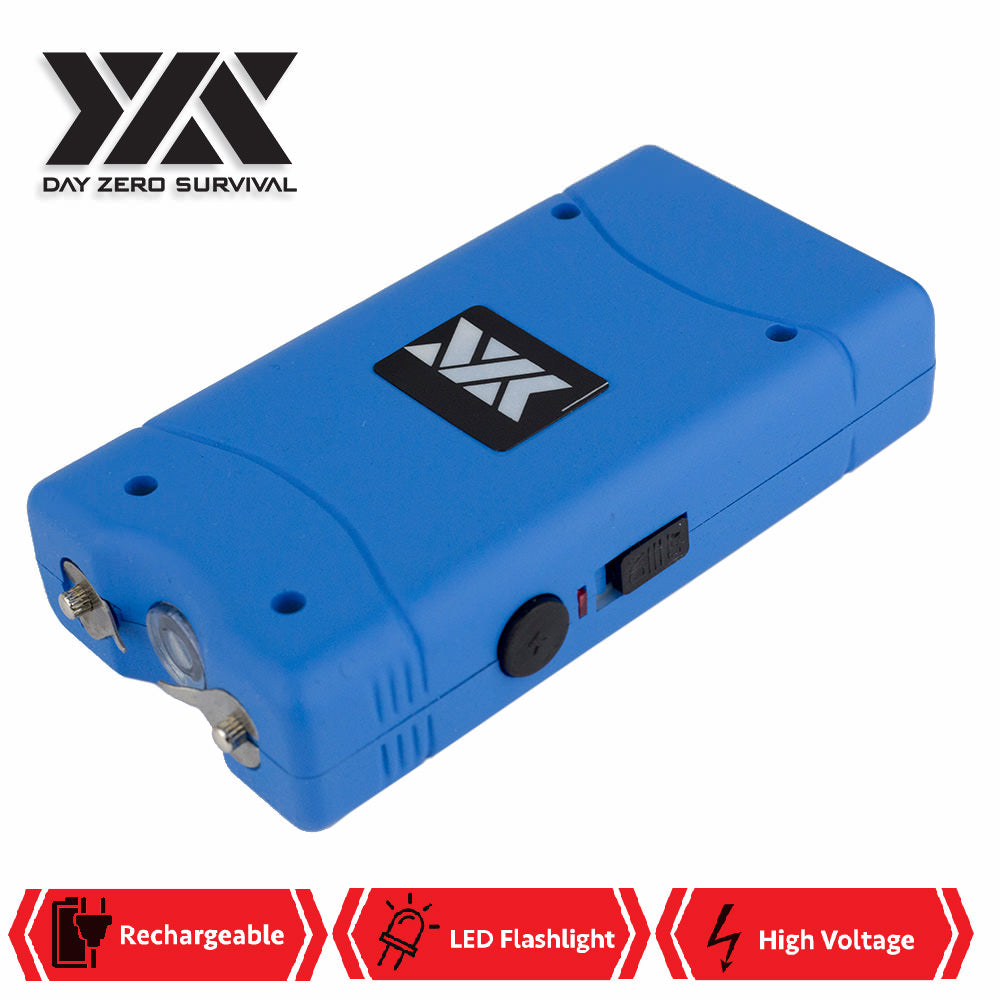 DZS 10 Million Volt Self Defense Blue Stun Gun Rechargeable LED FlashLight Collectible Weapons - Tophatter Daily Deals