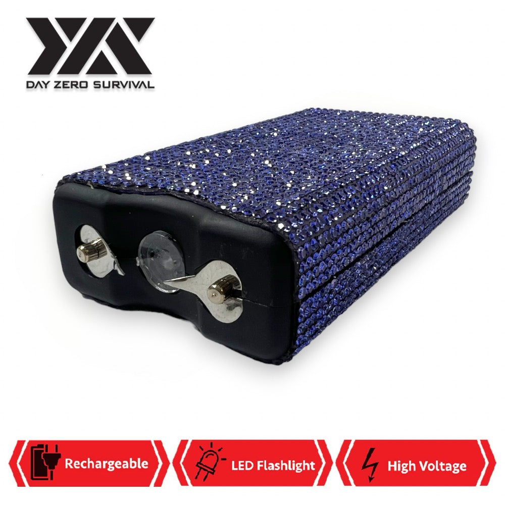Blue Rhinestone DZS 10 Million Volt Self Defense Bling Stun Gun Collectible Weapons - Tophatter Daily Deals