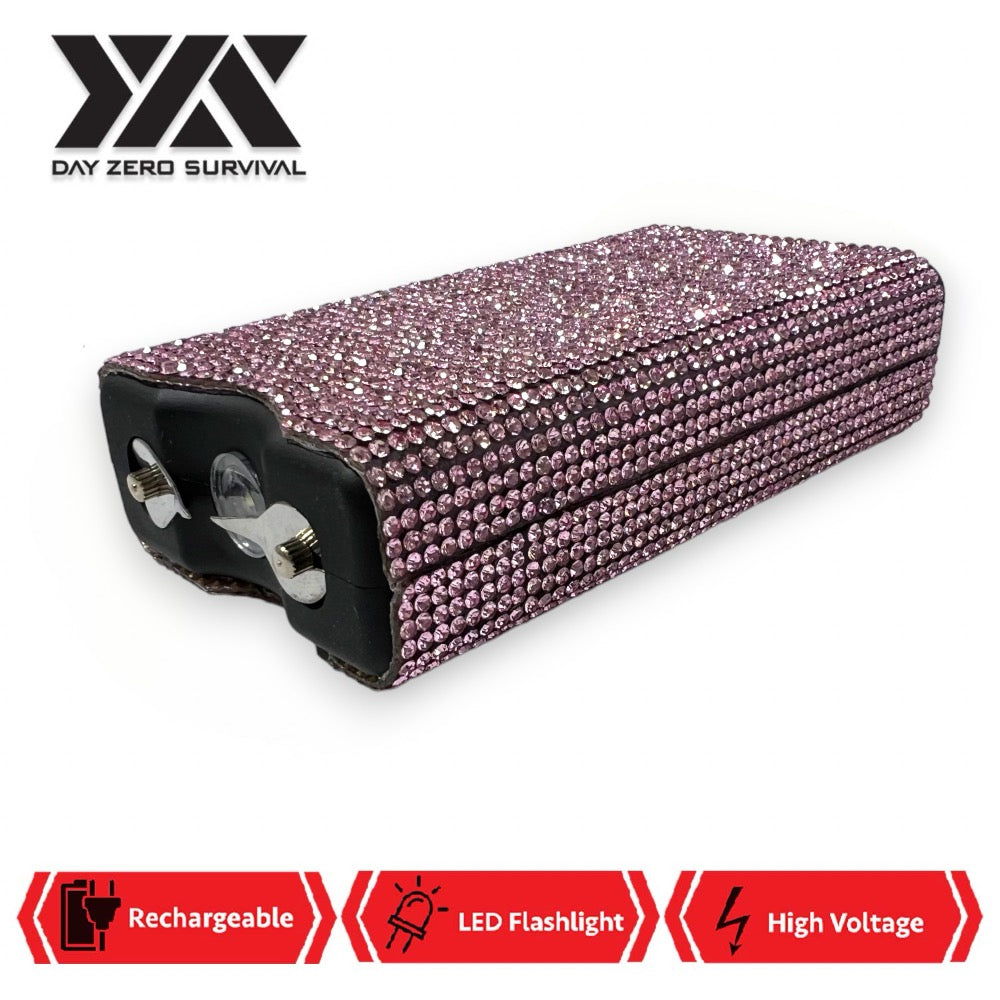 Pink Rhinestone DZS 10 Million Volt Self Defense Bling Stun Gun - Tophatter's Guns'N'Weapons Store Collectible Weapons - Tophatter Daily Deals