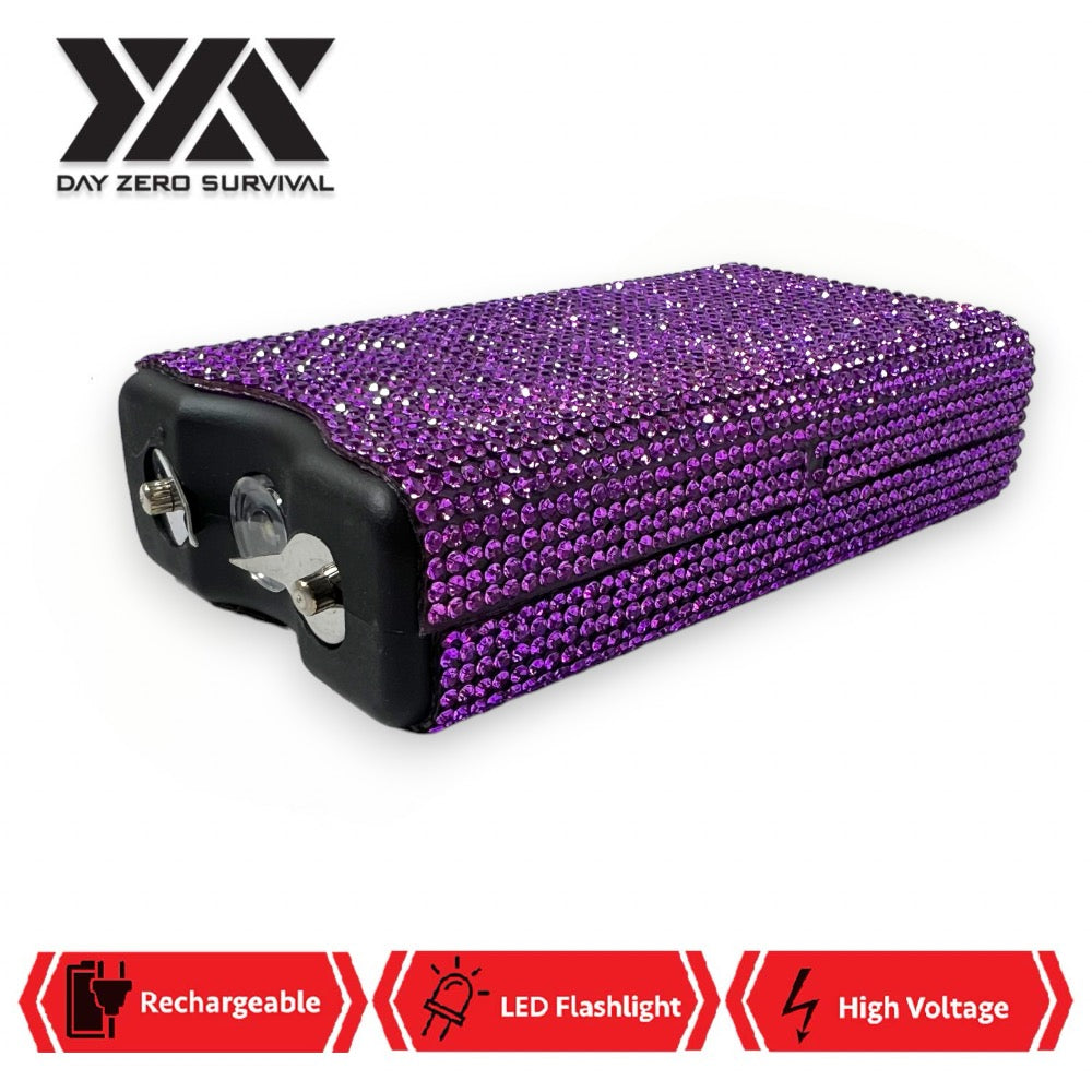 Purple Rhinestone DZS 10 Million Volt Self Defense Bling Stun Gun Collectible Weapons - Tophatter Daily Deals