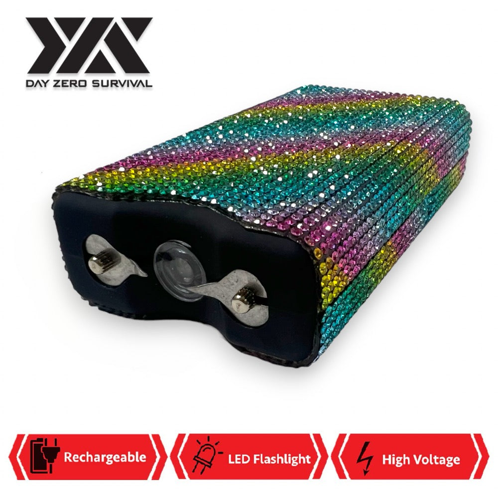Rainbow Diagonals DZS 10 Million Volt Self Defense Bling Stun Gun - TOPHATTER'S ARMORY DEALS Collectible Weapons - Tophatter Daily Deals