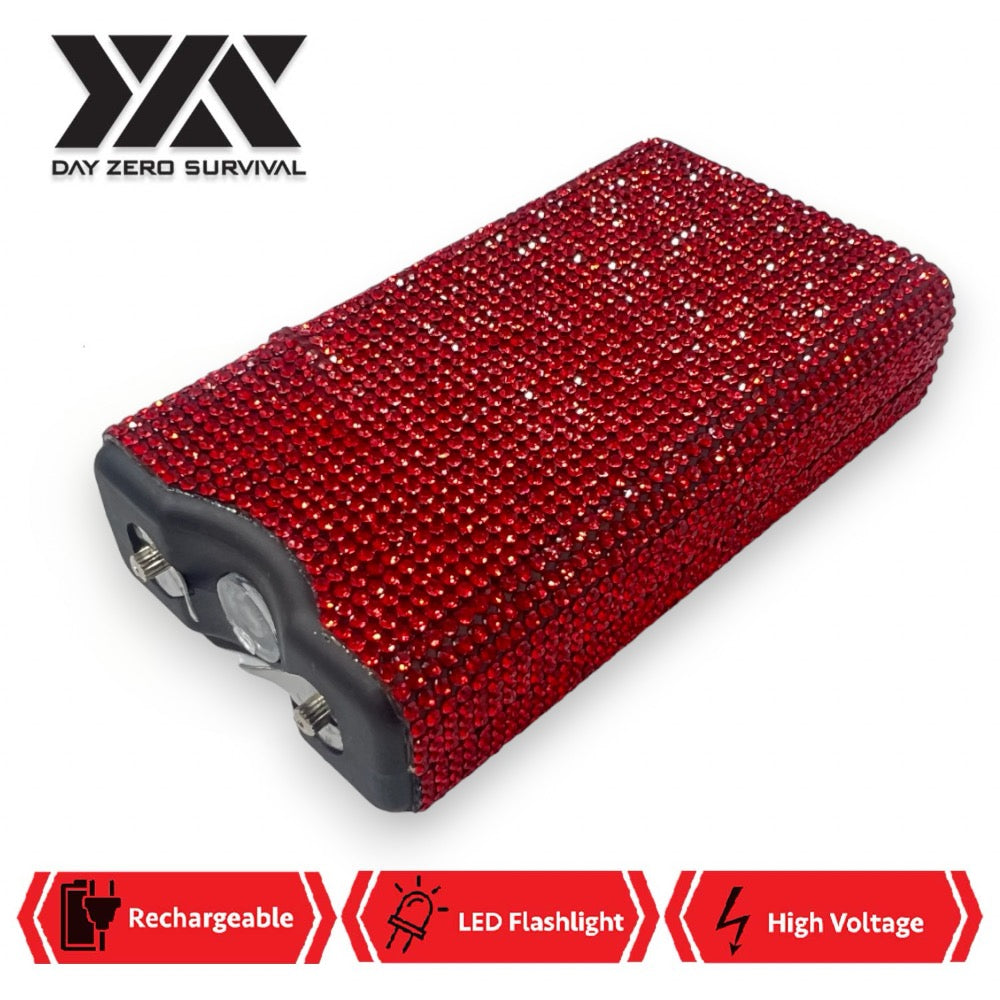 Red Rhinestone DZS 10 Million Volt Self Defense Bling Stun Gun - TOPHATTER'S ARMORY DEALS Collectible Weapons - Tophatter Daily Deals