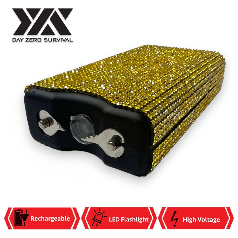 Yellow Rhinestone DZS 10 Million Volt Self Defense Bling Stun Gun Collectible Weapons - Tophatter Daily Deals