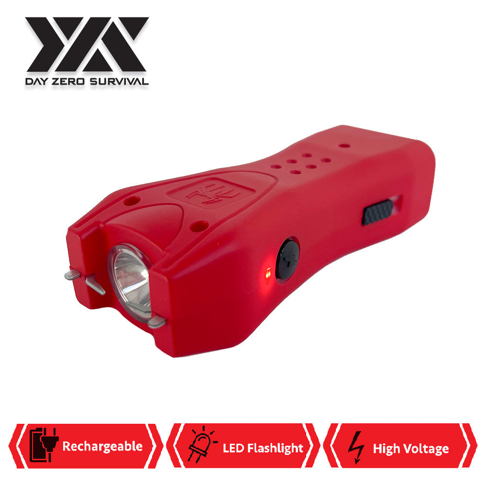DZS Red Slim Mini Rechargeable Stun Gun with LED Light - TOPHATTER'S ARMORY DEALS Collectible Weapons - Tophatter Daily Deals